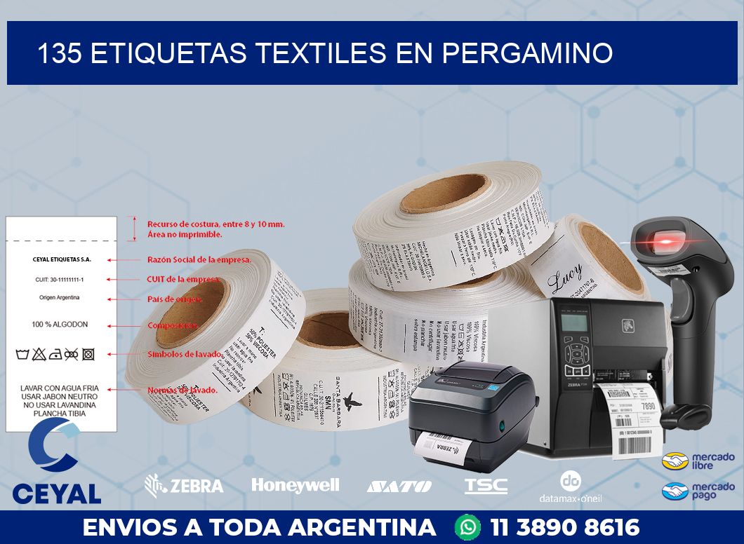 135 ETIQUETAS TEXTILES EN PERGAMINO
