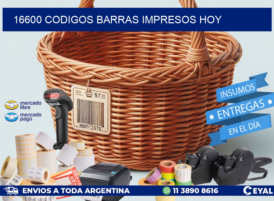 16600 CODIGOS BARRAS IMPRESOS HOY