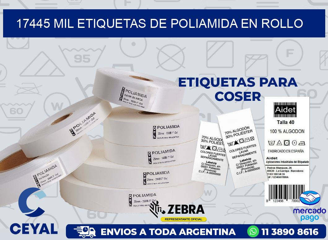 17445 MIL ETIQUETAS DE POLIAMIDA EN ROLLO