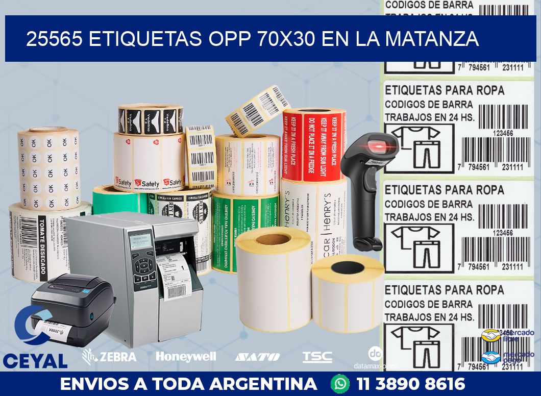 25565 ETIQUETAS OPP 70X30 EN LA MATANZA