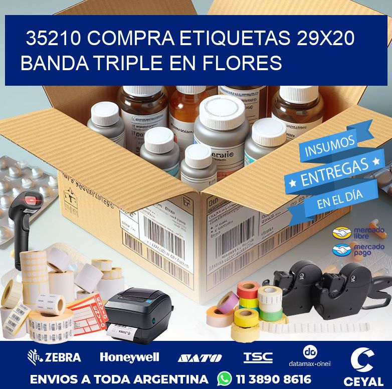 35210 COMPRA ETIQUETAS 29X20 BANDA TRIPLE EN FLORES