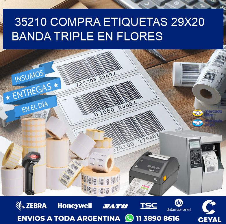 35210 COMPRA ETIQUETAS 29X20 BANDA TRIPLE EN FLORES