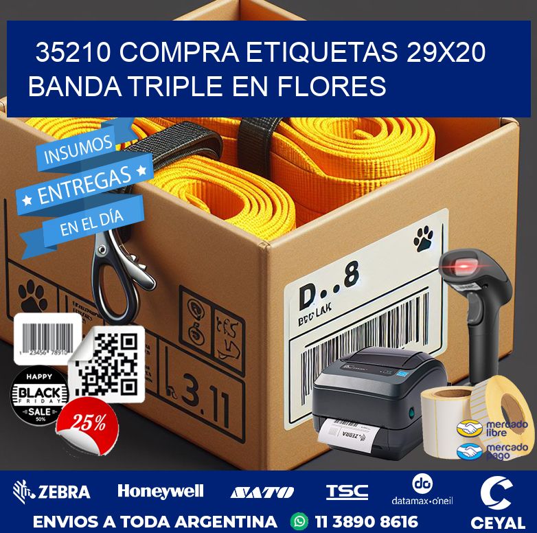 35210 COMPRA ETIQUETAS 29X20 BANDA TRIPLE EN FLORES