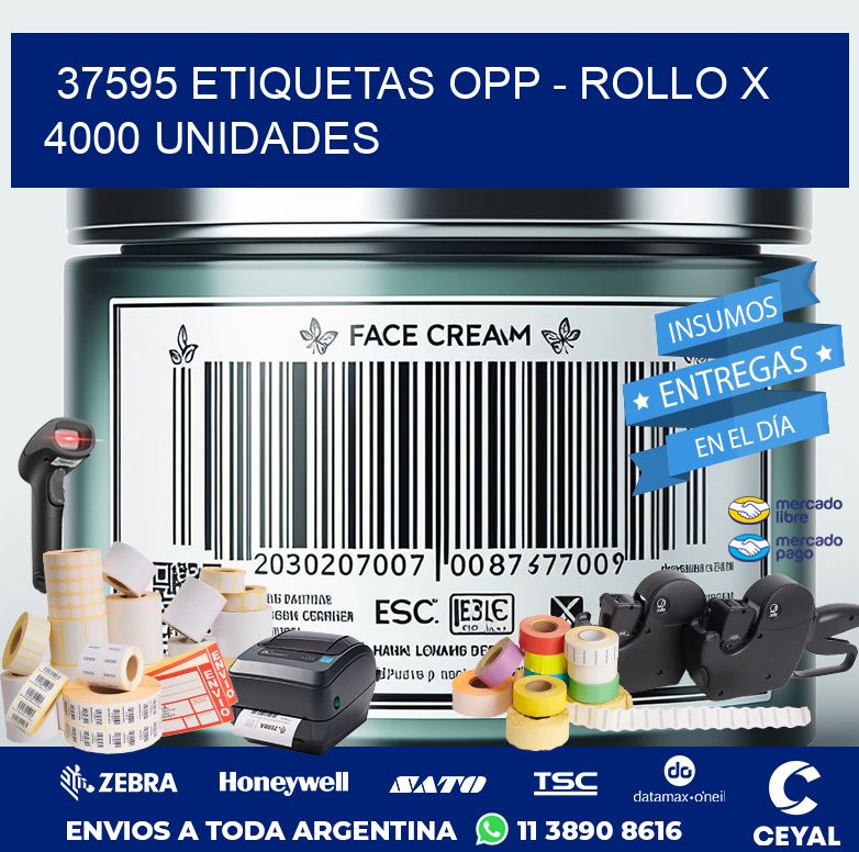 37595 ETIQUETAS OPP - ROLLO X 4000 UNIDADES