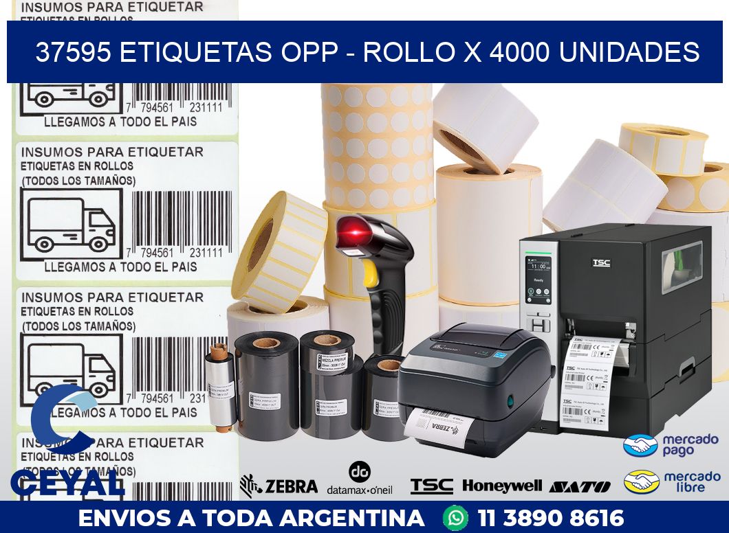 37595 ETIQUETAS OPP - ROLLO X 4000 UNIDADES