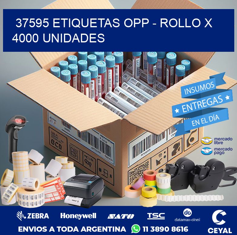 37595 ETIQUETAS OPP - ROLLO X 4000 UNIDADES