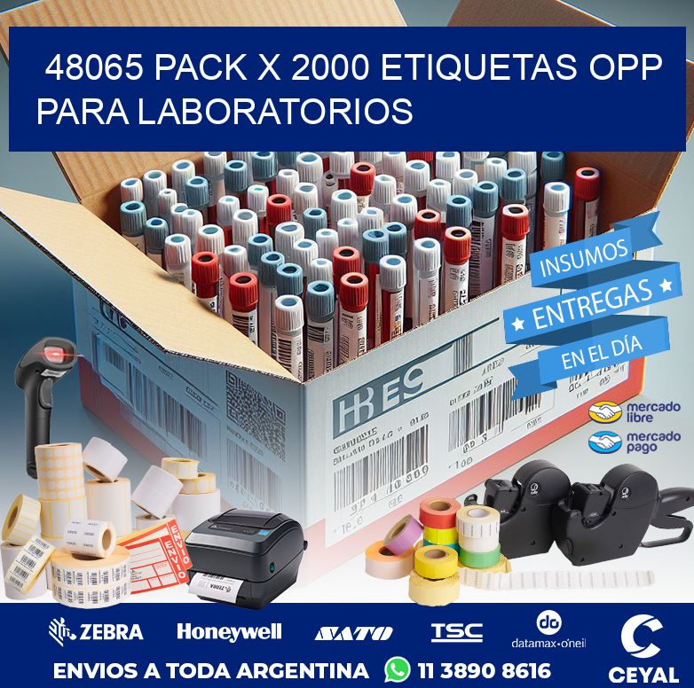 48065 PACK X 2000 ETIQUETAS OPP PARA LABORATORIOS