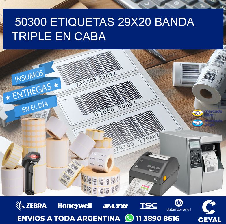 50300 ETIQUETAS 29X20 BANDA TRIPLE EN CABA