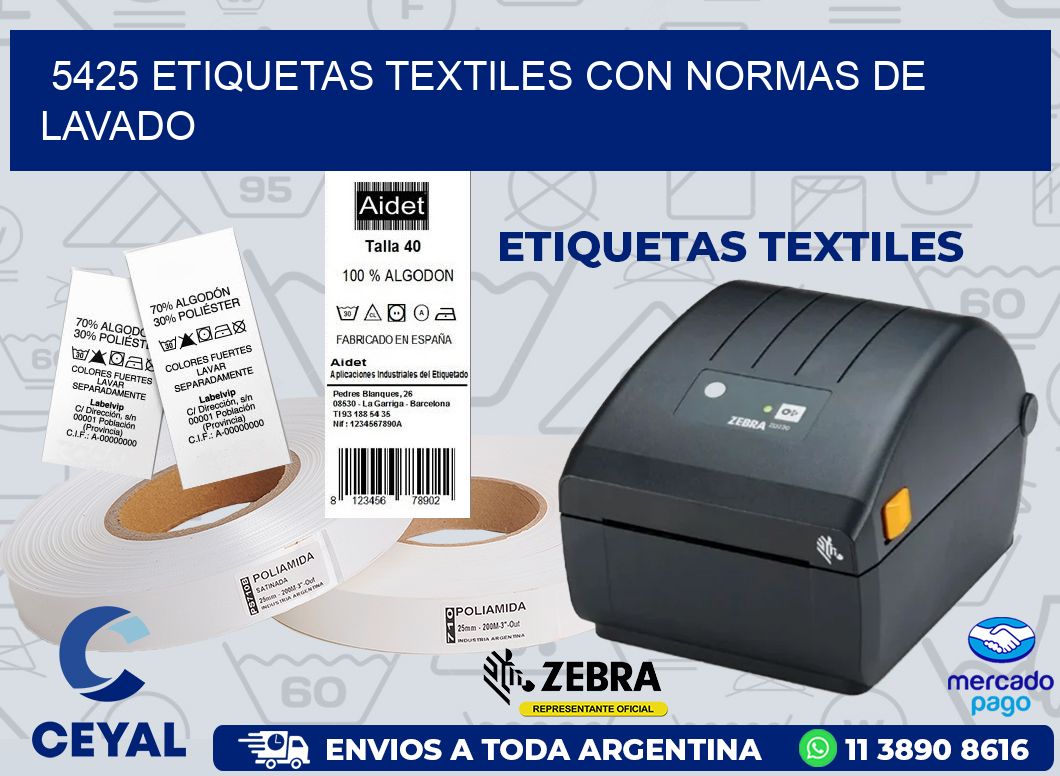 5425 ETIQUETAS TEXTILES CON NORMAS DE LAVADO
