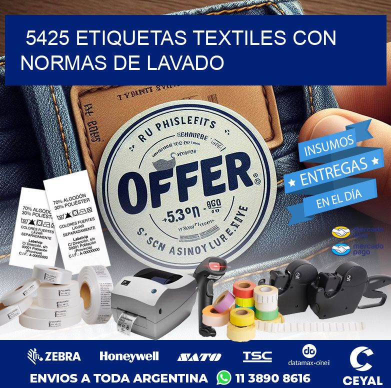 5425 ETIQUETAS TEXTILES CON NORMAS DE LAVADO