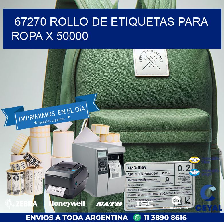67270 ROLLO DE ETIQUETAS PARA ROPA X 50000