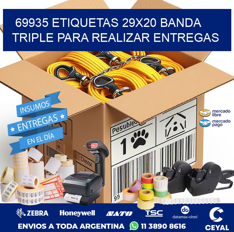 69935 ETIQUETAS 29X20 BANDA TRIPLE PARA REALIZAR ENTREGAS