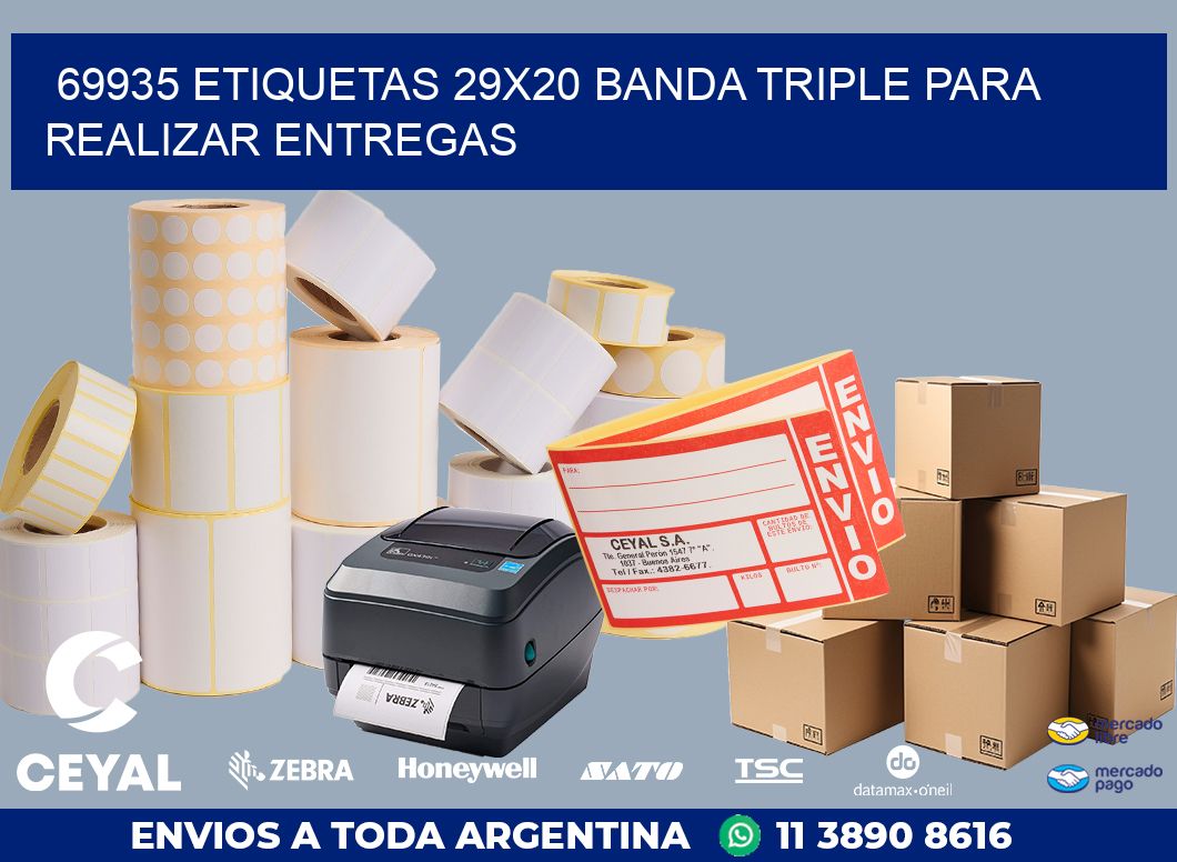 69935 ETIQUETAS 29X20 BANDA TRIPLE PARA REALIZAR ENTREGAS