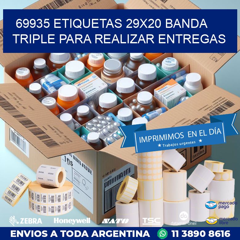 69935 ETIQUETAS 29X20 BANDA TRIPLE PARA REALIZAR ENTREGAS