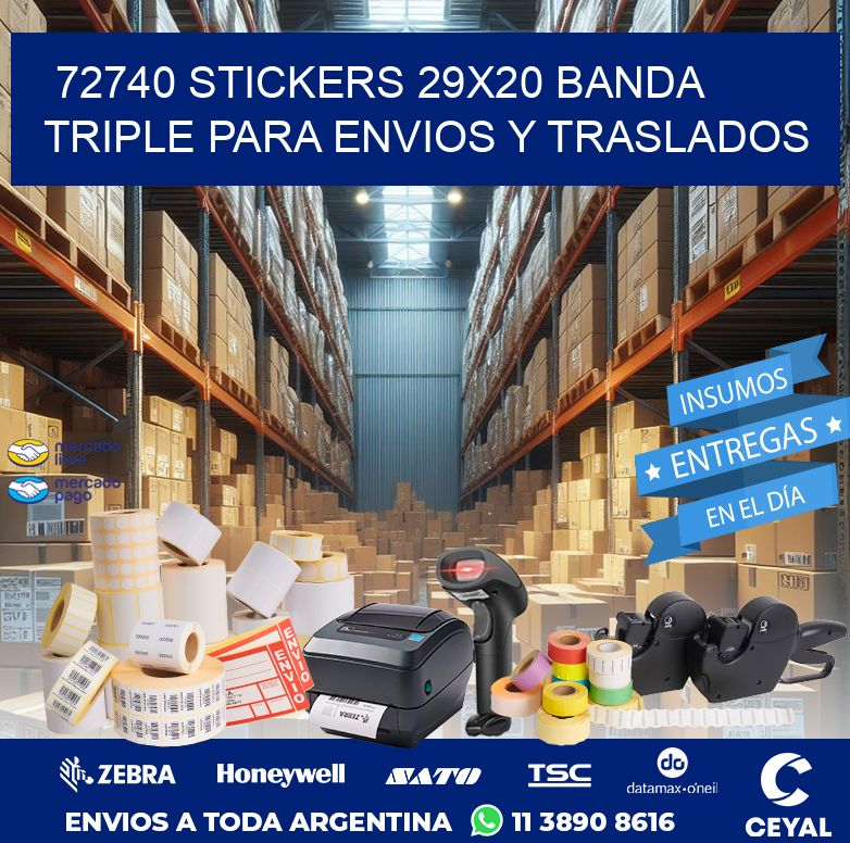 72740 STICKERS 29X20 BANDA TRIPLE PARA ENVIOS Y TRASLADOS