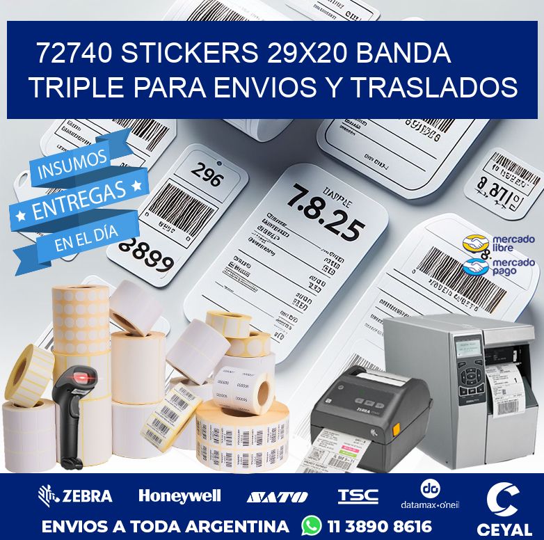 72740 STICKERS 29X20 BANDA TRIPLE PARA ENVIOS Y TRASLADOS