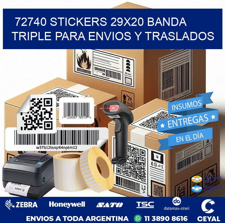 72740 STICKERS 29X20 BANDA TRIPLE PARA ENVIOS Y TRASLADOS