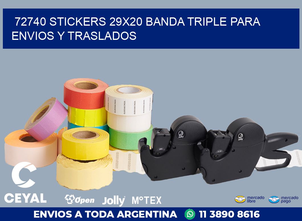 72740 STICKERS 29X20 BANDA TRIPLE PARA ENVIOS Y TRASLADOS