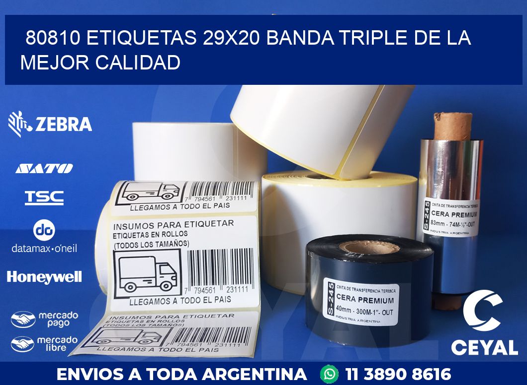 80810 ETIQUETAS 29X20 BANDA TRIPLE DE LA MEJOR CALIDAD