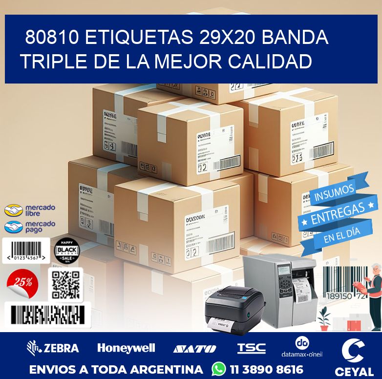 80810 ETIQUETAS 29X20 BANDA TRIPLE DE LA MEJOR CALIDAD