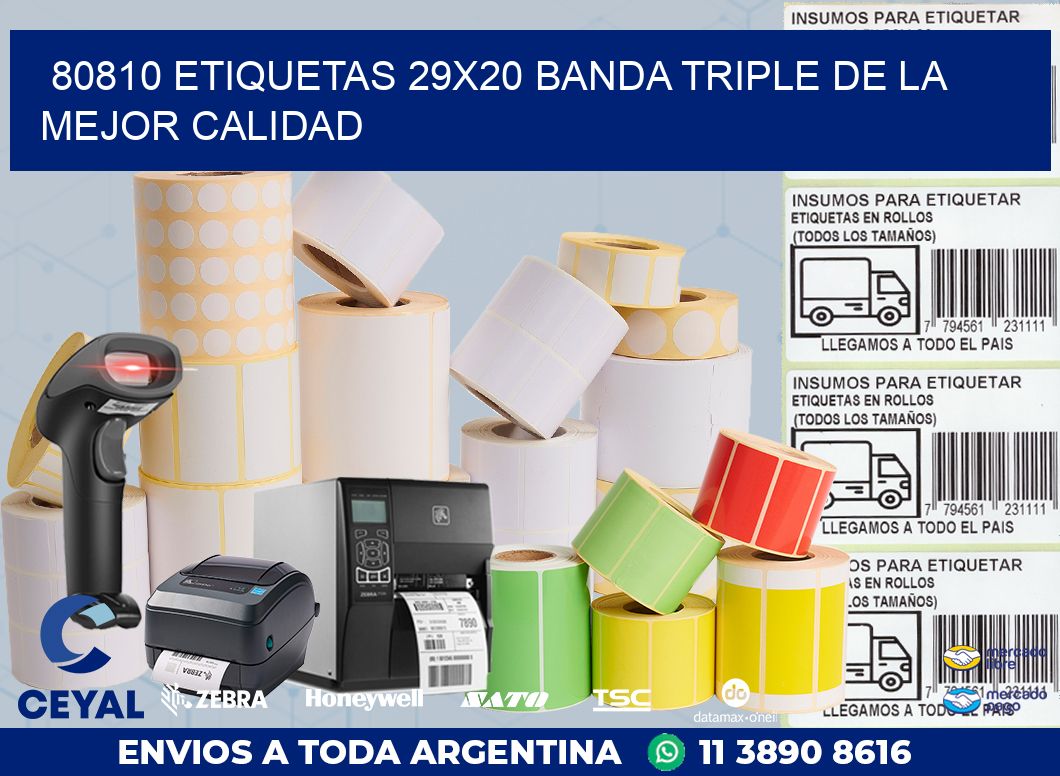 80810 ETIQUETAS 29X20 BANDA TRIPLE DE LA MEJOR CALIDAD