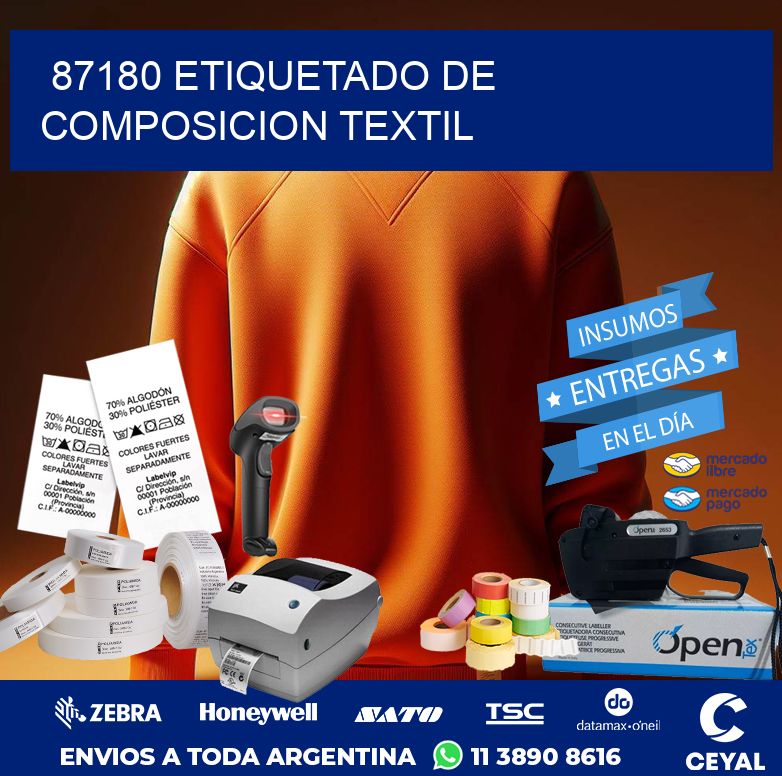 87180 ETIQUETADO DE COMPOSICION TEXTIL