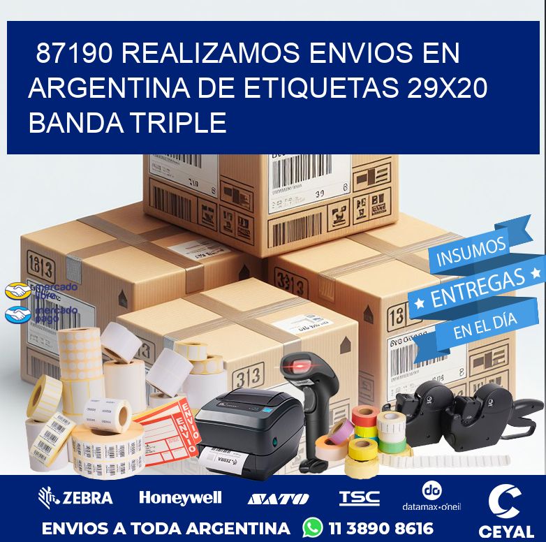 87190 REALIZAMOS ENVIOS EN ARGENTINA DE ETIQUETAS 29X20 BANDA TRIPLE