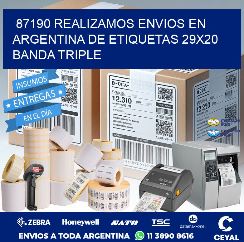 87190 REALIZAMOS ENVIOS EN ARGENTINA DE ETIQUETAS 29X20 BANDA TRIPLE