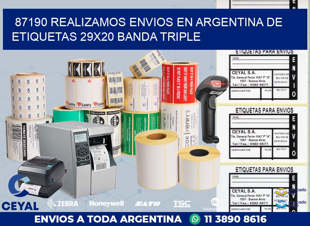 87190 REALIZAMOS ENVIOS EN ARGENTINA DE ETIQUETAS 29X20 BANDA TRIPLE