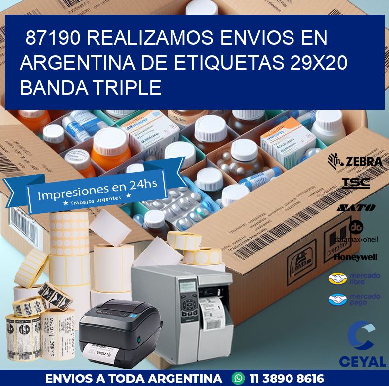 87190 REALIZAMOS ENVIOS EN ARGENTINA DE ETIQUETAS 29X20 BANDA TRIPLE