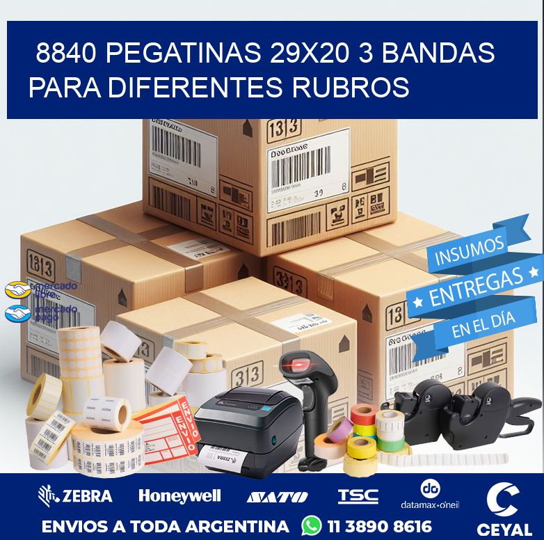 8840 PEGATINAS 29X20 3 BANDAS PARA DIFERENTES RUBROS