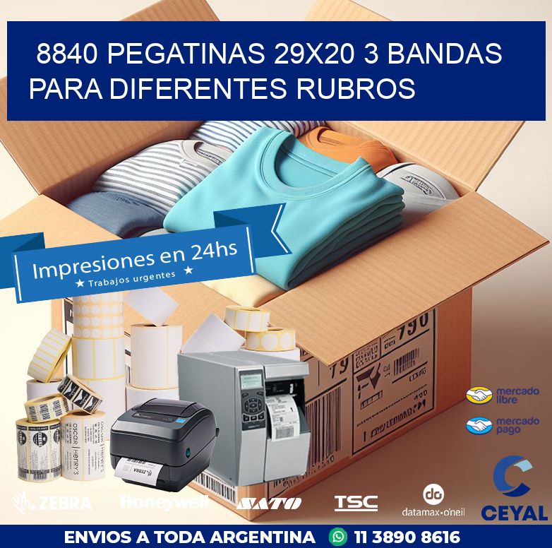 8840 PEGATINAS 29X20 3 BANDAS PARA DIFERENTES RUBROS