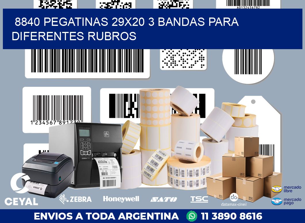 8840 PEGATINAS 29X20 3 BANDAS PARA DIFERENTES RUBROS