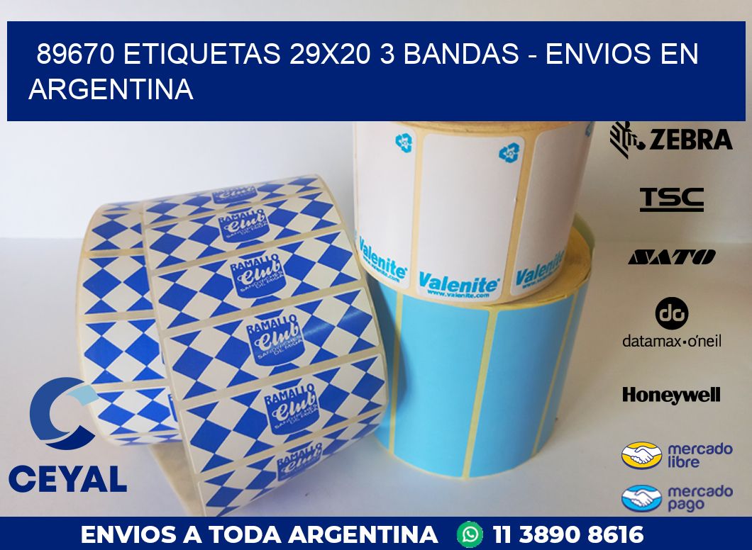89670 ETIQUETAS 29X20 3 BANDAS - ENVIOS EN ARGENTINA