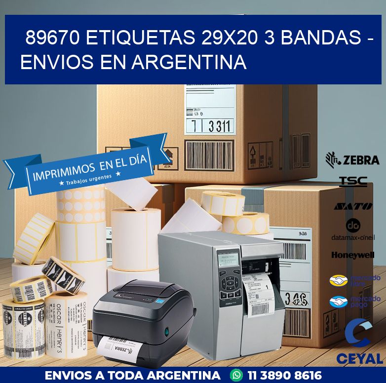 89670 ETIQUETAS 29X20 3 BANDAS - ENVIOS EN ARGENTINA