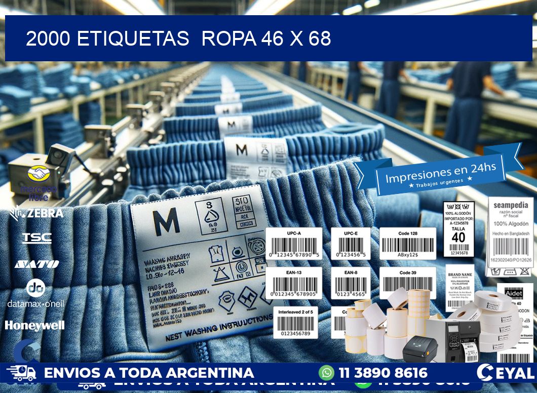 2000 ETIQUETAS  ROPA 46 x 68