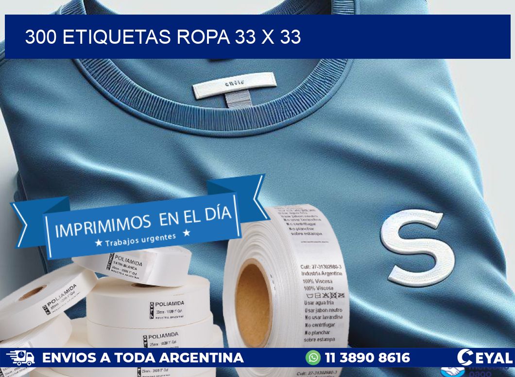 300 ETIQUETAS ROPA 33 x 33