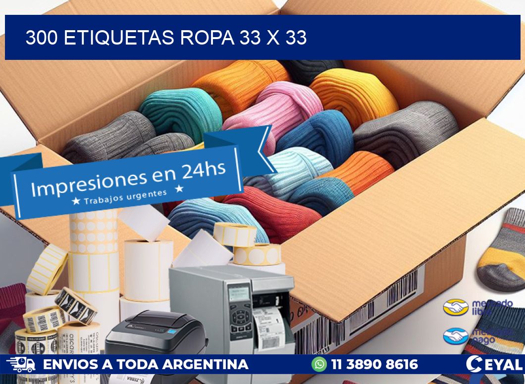 300 ETIQUETAS ROPA 33 x 33
