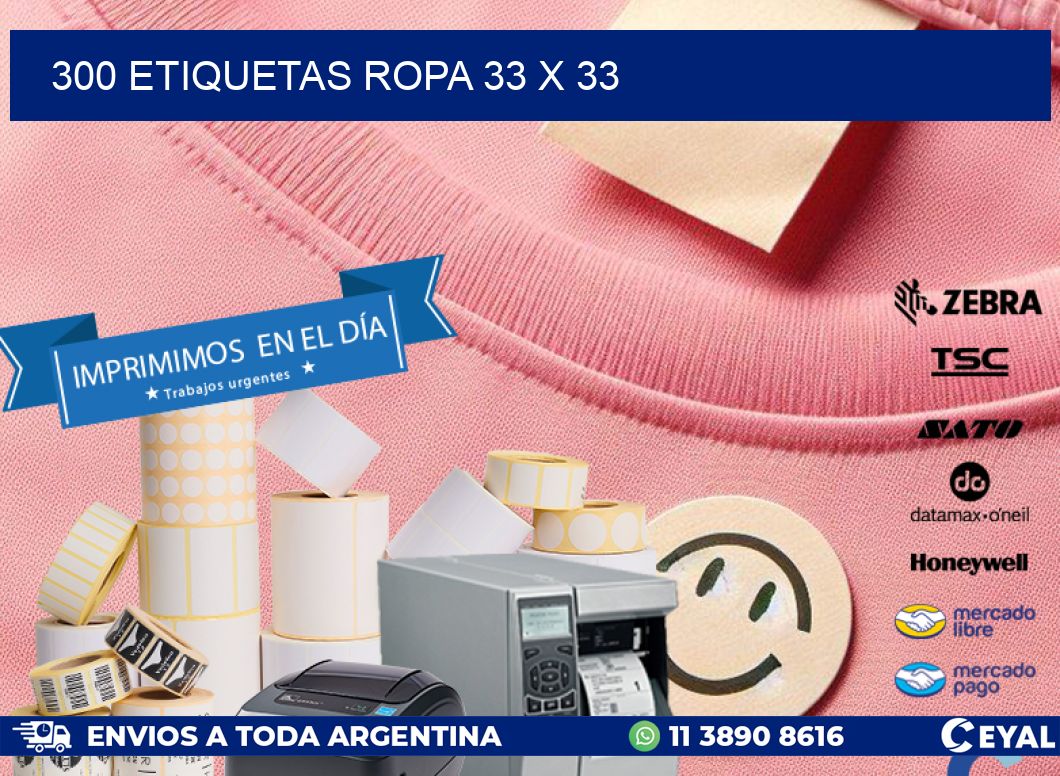 300 ETIQUETAS ROPA 33 x 33