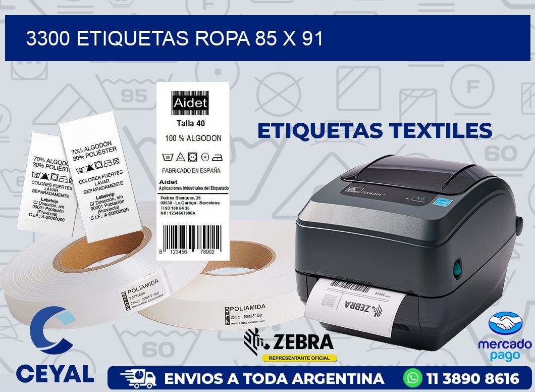 3300 ETIQUETAS ROPA 85 x 91