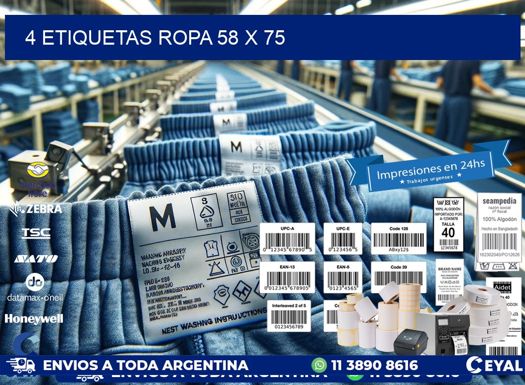4 ETIQUETAS ROPA 58 x 75