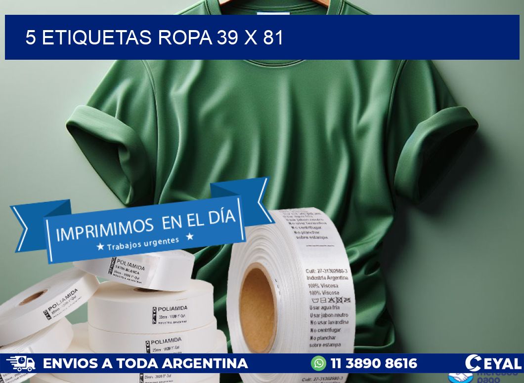 5 ETIQUETAS ROPA 39 x 81