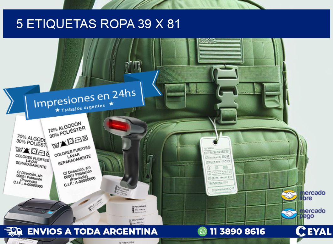 5 ETIQUETAS ROPA 39 x 81
