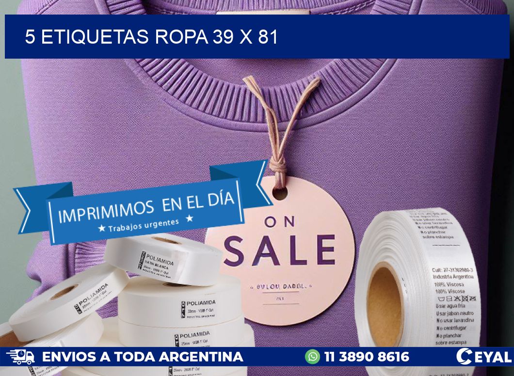 5 ETIQUETAS ROPA 39 x 81