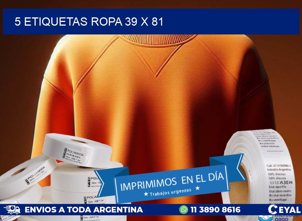 5 ETIQUETAS ROPA 39 x 81