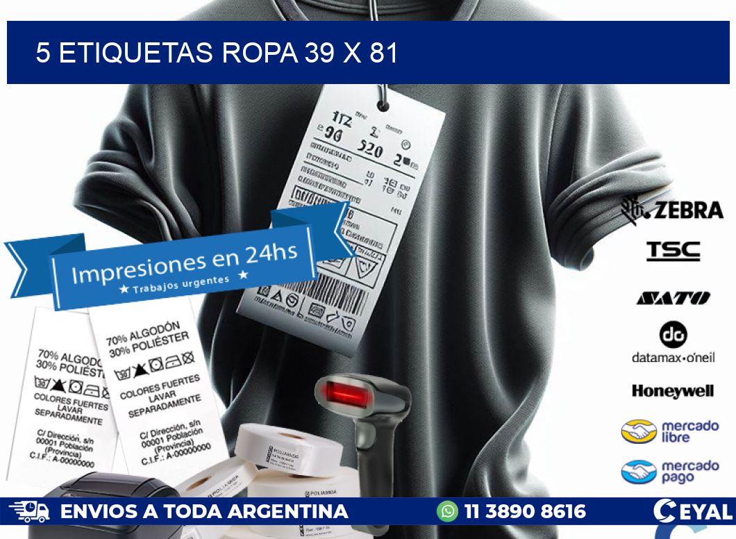 5 ETIQUETAS ROPA 39 x 81