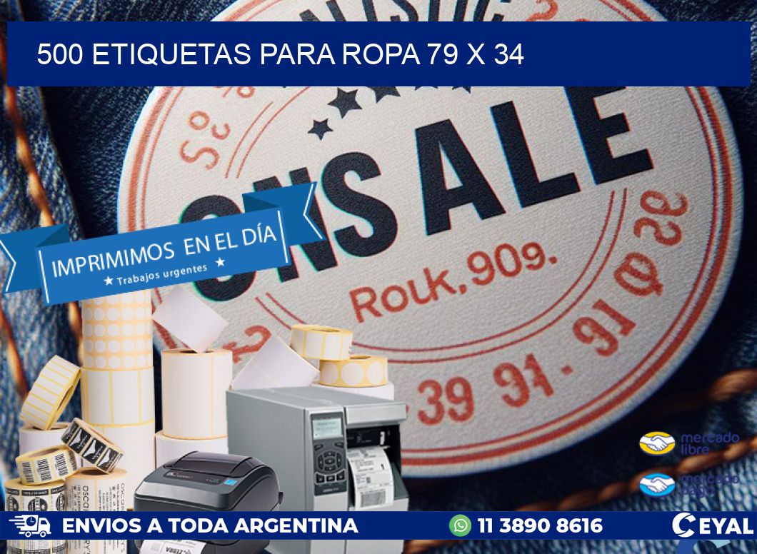 500 ETIQUETAS PARA ROPA 79 x 34