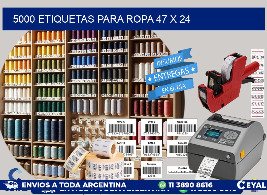 5000 ETIQUETAS PARA ROPA 47 x 24