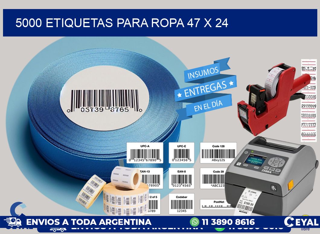 5000 ETIQUETAS PARA ROPA 47 x 24