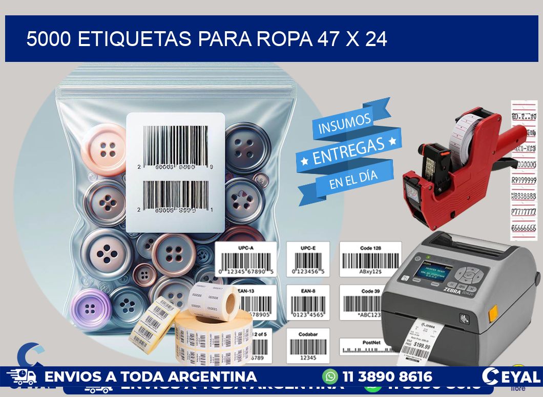 5000 ETIQUETAS PARA ROPA 47 x 24